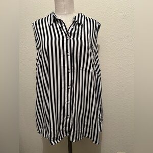 Black and White Striped Sleeveless Top